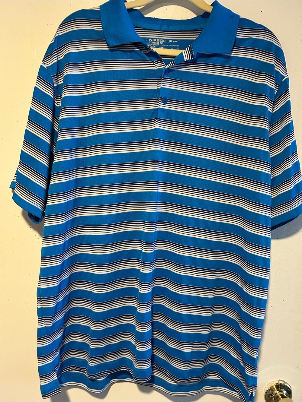 Nike Blue Striped Men's Golf Polo